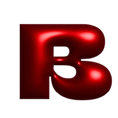 Red shiny metal shiny reflective letter B 3D illustration
