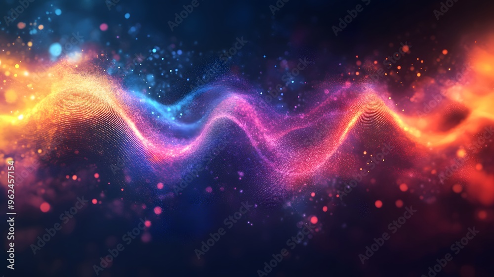 Poster abstract neon glowing wave background