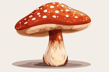 A whimsical tall brown mushroom stands proudly with a wide cap, showcasing its minimalistic design against a soft background