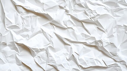 Obraz premium Close-up of white crumpled paper with intricate creases and folds.