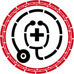 stethoscope silhouette vector, Medical icon stethoscope. Fit medical logo.