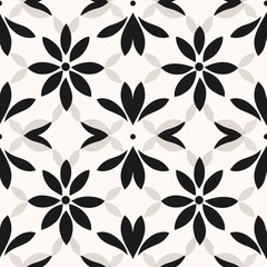 Black Floral Dance: A modern monochrome Seamless Pattern featuring bold stylized flowers in a captivating repeat design.