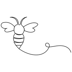 Bee single line art, continuous one line drawing of  Isolated outline vector art 

