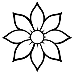 Fototapeta premium A minimalist vector illustration featuring a symmetrical flower design with elongated petals and a circular center, ideal for graphic applications