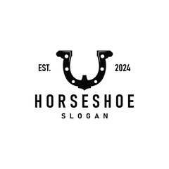 Simple Minimalist Horseshoe Logo, Western Cowboy Farm Ranch Retro Vintage Retro Design