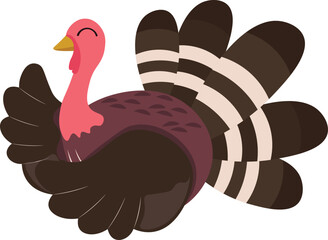 Colorful tall Thanksgiving Cartoon Turkey Bird Autumn illustration
