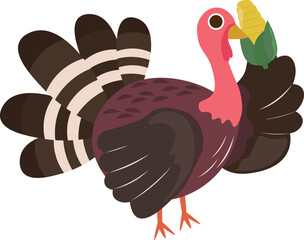 Colorful tall Thanksgiving Cartoon Turkey Bird Autumn illustration
