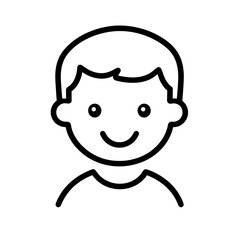 Fototapeta premium A simplistic line art representation of a cheerful child with short hair and a smiling face, perfect for use in educational or playful contexts