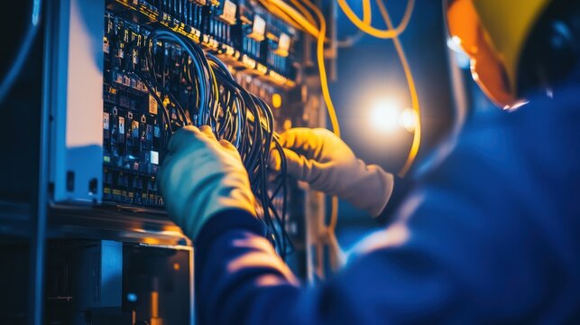 Technician Working on Server Rack
