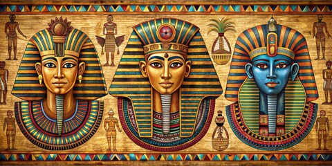 Obraz premium Crossover of ethnic Egyptian, Aztec, Indian, and African elements in a unique cultural fusion, culture, ethnicity