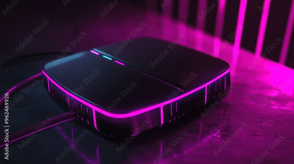 Canvas Prints futuristic device glowing in neon light