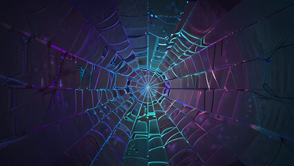 Obraz premium abstract spider web background with chaotic, overlapping strands that form geometric patterns