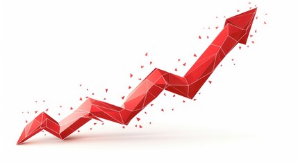 Abstract brown polygonal arrow pointing upwards.