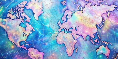 Holographic pattern resembling a celestial map , holographic, pattern, celestial, map, stars, galaxy