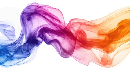 Fototapeta premium A colorful, flowing line of smoke with a white background