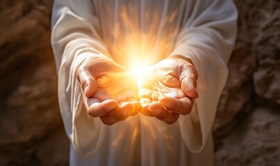 Jesus christ with cinematic light and scene. Christianity , bible and god believe