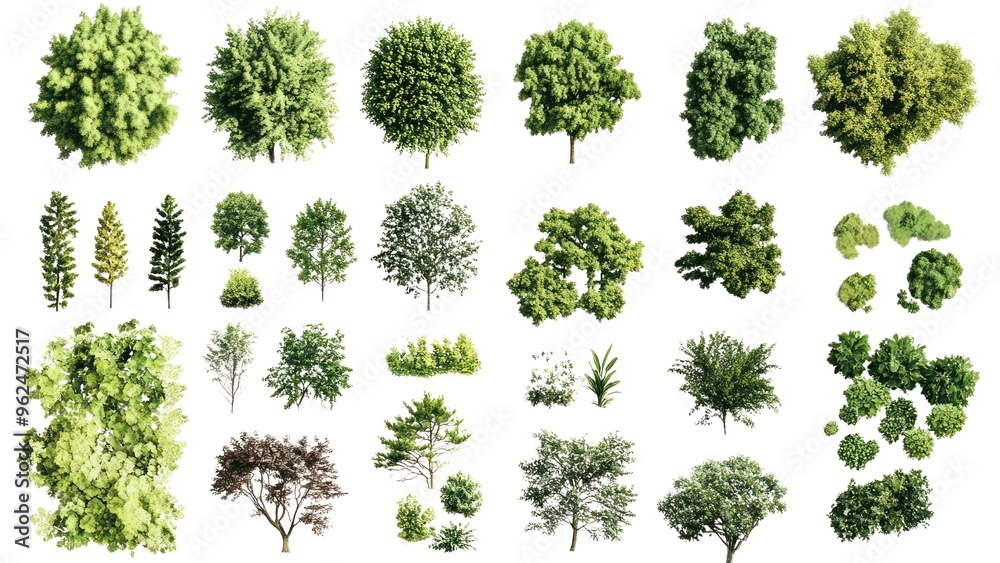 Poster A collection of trees in various sizes and shapes