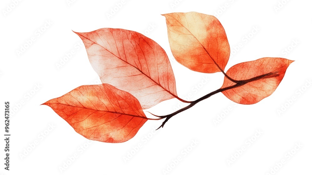 Poster a leafy branch with three leaves on it