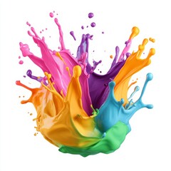 Obraz premium Abstract Color Splash in Modern Art Style with Vibrant Hues, Digital Illustration Isolated on a White Background