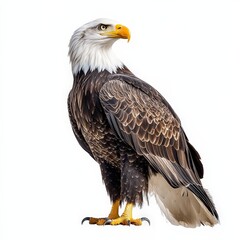 Obraz premium A large eagle is standing on a white background