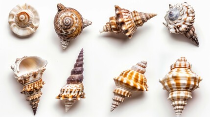 Fototapeta premium Sea shells on white isolated background