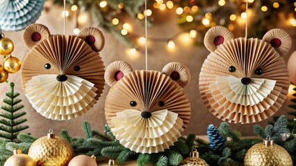 Obraz premium Adorable paper bear decorations for a charming and whimsical touch to any celebration or event , paper, bear, decorations, cute