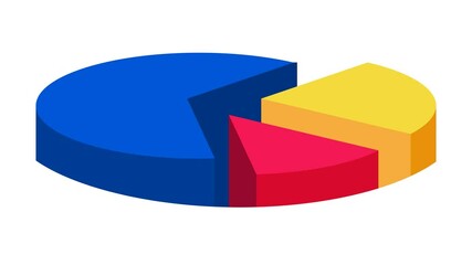 Pie chart cartoon animation in transparent background. Alpha channel. Suitable for business infographic video content