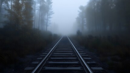 Fototapeta premium Misty Railroad Tracks