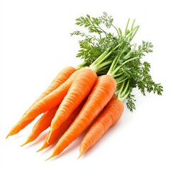 A bunch of carrots with green leaves