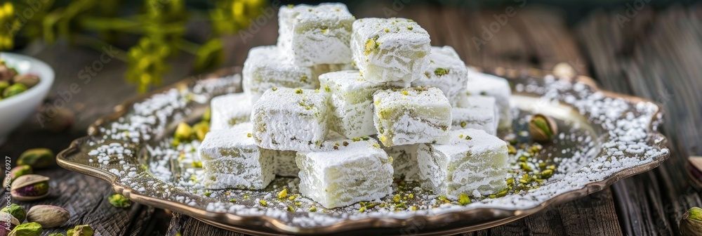 Poster Turkish Delight with Pistachios and Kadayif