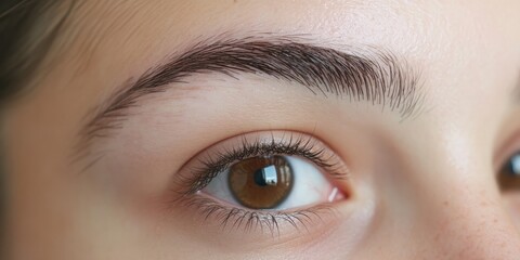 Obraz premium High-Quality Color Photography of Eyebrow Tattooing Procedure, Showcasing Detailed and Professional Techniques with Vibrant Ink and Precision