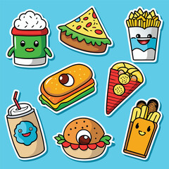 Grocery Sticker Icons Doodle Coloring Vector