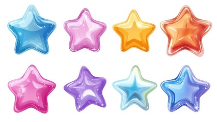 Obraz premium A set of colorful stars with different colors and sizes