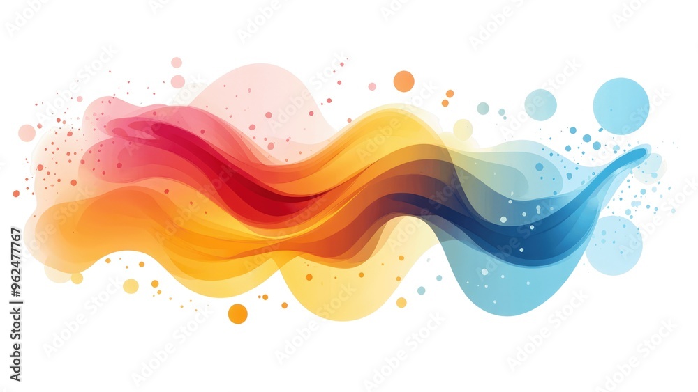 Poster a colorful wave with a splash of blue and red