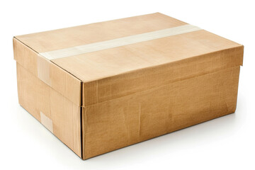  cardboard shipping box aligned on office floor, essential for packaging and labeling materials for package delivery.