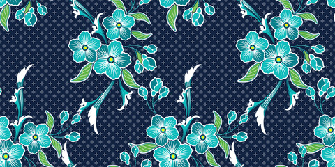 Floral Seamless pattern vector Illustration, Indonesian batik motif