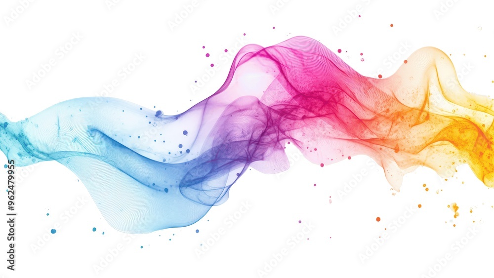 Poster a colorful wave of paint splatters on a white background