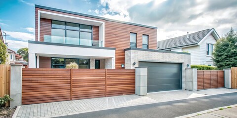 Exterior of newly built house with modern wall cladding, new construction, residential, home, building, architecture