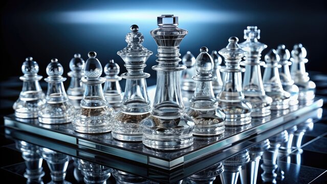 Luxurious crystal chess set with intricate designs , valuable, crystal, chess, set, intricate, designs, luxury, elegant, strategy