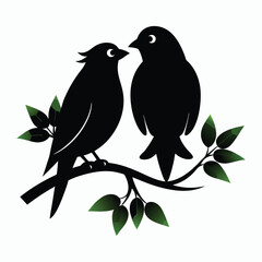 vector a couple bird sitting on a branch