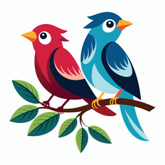 vector a couple bird sitting on a branch