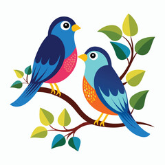 vector a couple bird sitting on a branch