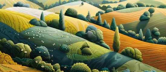 Fototapeta premium Aerial View Of Fields And Meadows During A Summer Day