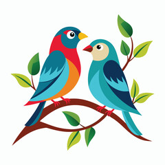 vector a couple bird sitting on a branch
