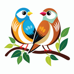 vector a couple bird sitting on a branch