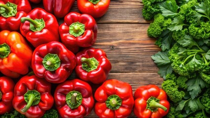 Vibrant red bell peppers arranged in a fresh vegetable background , bell peppers, red, vibrant, fresh, vegetable, healthy