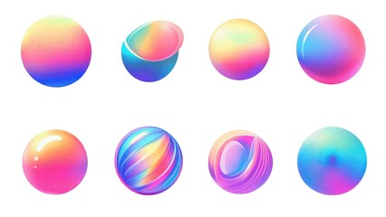 A set of colorful spheres with a rainbow pattern