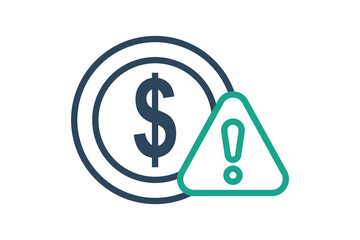 Crisis icon. line icon style. dollar with alert. icon related to SWOT. business elements vector illustration