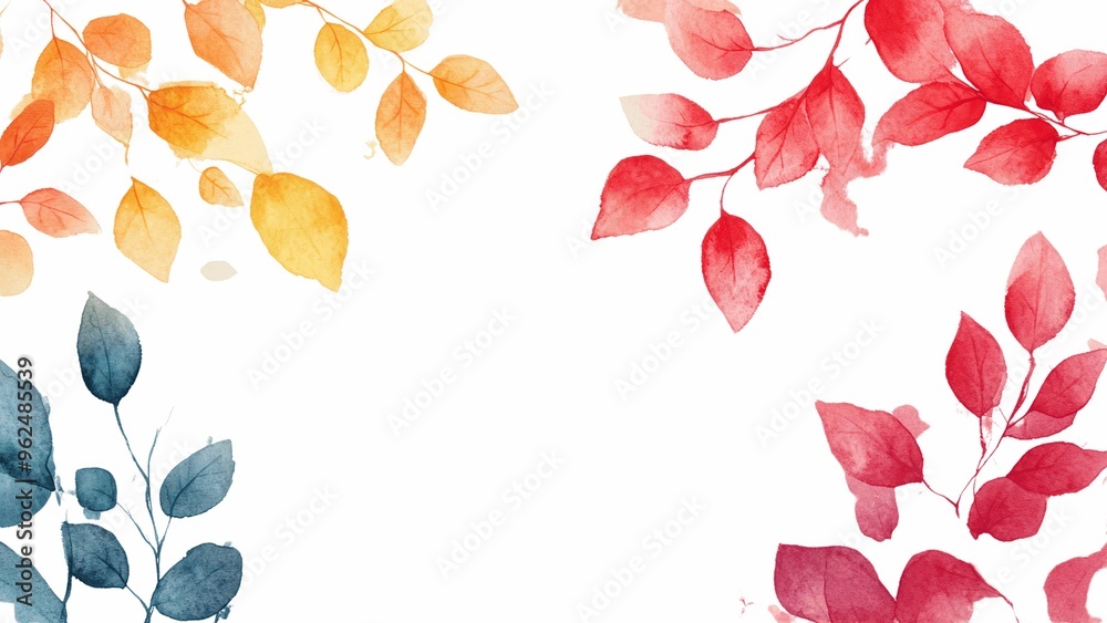 Poster A colorful leafy border with a white background