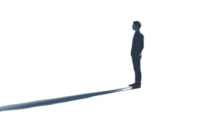 A man stands in the middle of a white background